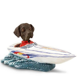 Chocolate Labrador Retriever Motorboat Doogie Collectible Dog Figurine