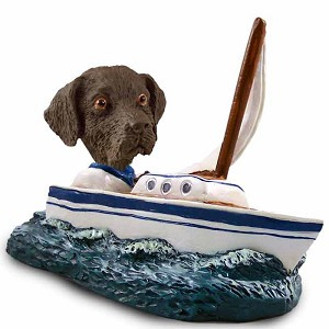 Chocolate Labrador Retriever Sailboat Doogie Collectible Dog Figurine