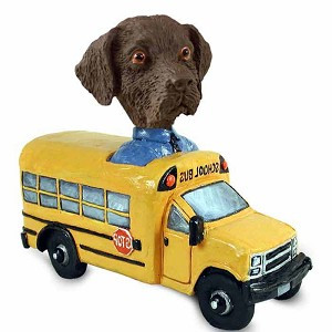 Chocolate Labrador Retriever School Bus Doogie Collectible Dog Figurine