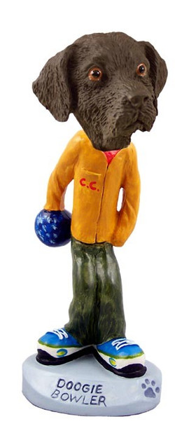 Chocolate Labrador Retriever Bowler Doogie Collectible Dog Figurine
