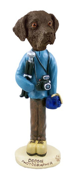 Chocolate Labrador Retriever Photographer Doogie Collectible Dog Figurine