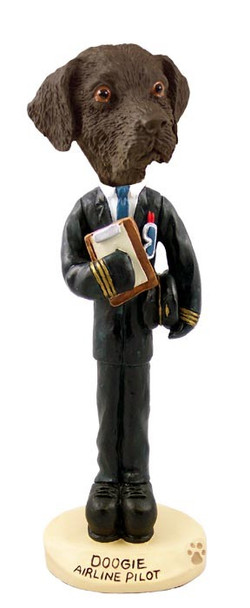 Chocolate Labrador Retriever Airline Pilot Doogie Collectible Dog Figurine