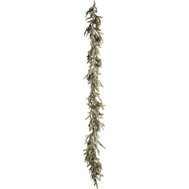 Decorative Artificial Evergreen Garland - Snow Finish 74 Inch from Primitives by Kathy