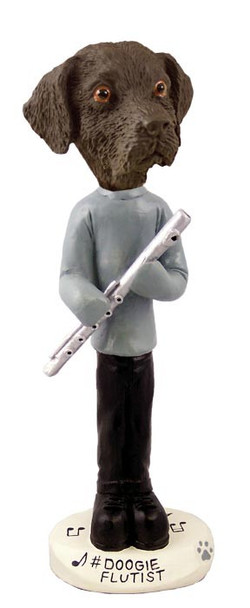 Chocolate Labrador Retriever Flutist Doogie Collectible Dog Figurine