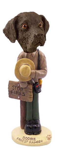 Chocolate Labrador Retriever Forest Ranger Doogie Collectible Dog Figurine