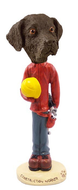 Chocolate Labrador Retriever Construction Worker Doogie Collectible Dog Figurine