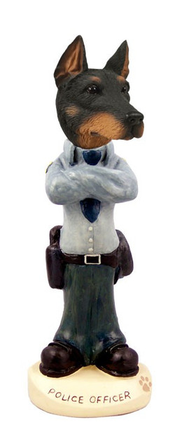 Black Doberman Pinscher Cropped Ears Police Doogie Collectible Dog Figurine