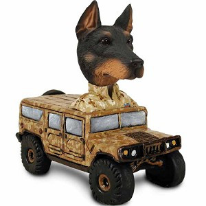 Black Doberman Pinscher Cropped Ears Hummer Doogie Collectible Dog Figurine