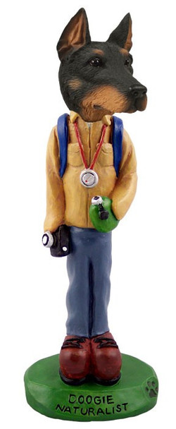 Black Doberman Pinscher Cropped Ears Naturalist Doogie Collectible Dog Figurine