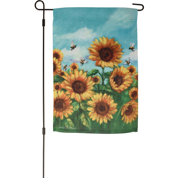 Decorative Double Sided Polyester Garden Flag - Colorful Sunflowers & Bumblebee Design 12x18 from Primitives by Kathy