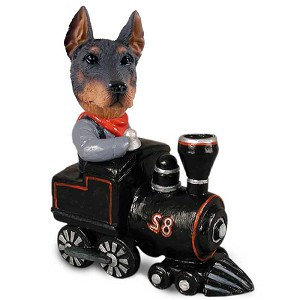 Red Doberman Pinscher Cropped Ears Train Doogie Collectible Dog Figurine
