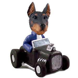 Red Doberman Pinscher Cropped Ears Hot Rod Doogie Collectible Dog Figurine