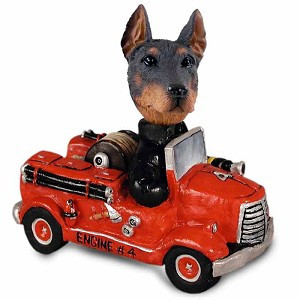 Red Doberman Pinscher Cropped Ears Fire Engine Doogie Collectible Dog Figurine