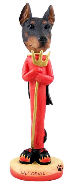 Red Doberman Pinscher Cropped Ears Lil Devil Doogie Collectible Dog Figurine