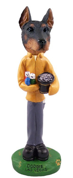 Red Doberman Pinscher Cropped Ears Las Vegas Doogie Collectible Dog Figurine