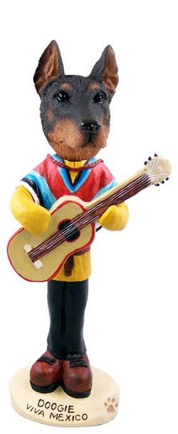 Red Doberman Pinscher Cropped Ears Viva Mexico Doogie Collectible Dog Figurine