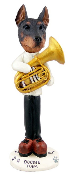 Red Doberman Pinscher Cropped Ears Tuba Doogie Collectible Dog Figurine