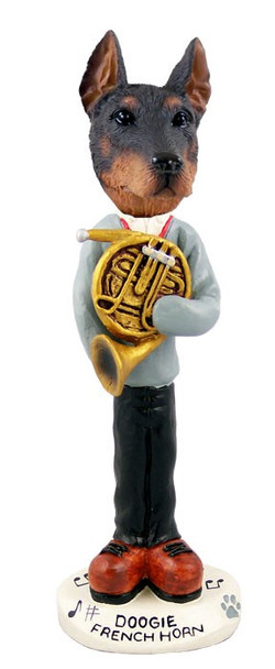 Red Doberman Pinscher Cropped Ears French Horn Doogie Collectible Dog Figurine