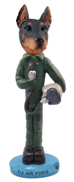 Red Doberman Pinscher Cropped Ears U S Air Force Doogie Collectible Dog Figurine