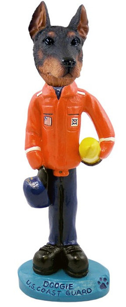 Red Doberman Pinscher Cropped Ears U S Coast Guard Doogie Collectible Dog Figurine
