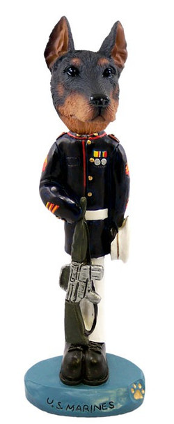 Red Doberman Pinscher Cropped Ears U S Marines Doogie Collectible Dog Figurine