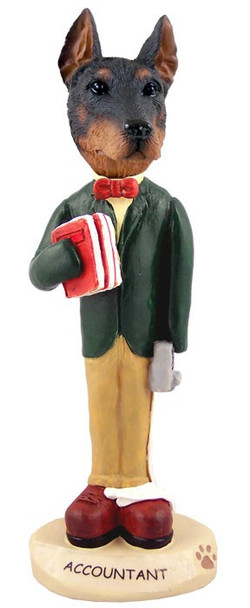Red Doberman Pinscher Cropped Ears Accountant Doogie Collectible Dog Figurine