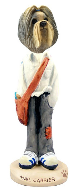 Mixed Color Shih Tzu Mail Carrier Doogie Collectible Dog Figurine
