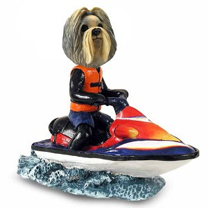 Mixed Color Shih Tzu Jet Ski Doogie Collectible Dog Figurine