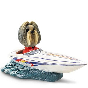 Mixed Color Shih Tzu Motorboat Doogie Collectible Dog Figurine