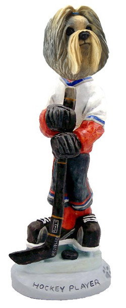 Mixed Color Shih Tzu Hockey Player Doogie Collectible Dog Figurine