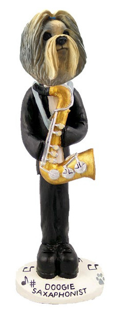 Mixed Color Shih Tzu Saxophonist Doogie Collectible Dog Figurine