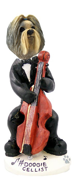 Mixed Color Shih Tzu Cellist Doogie Collectible Dog Figurine