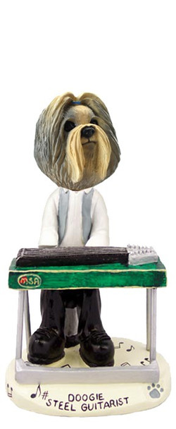 Mixed Color Shih Tzu Steel Guitarist Doogie Collectible Dog Figurine
