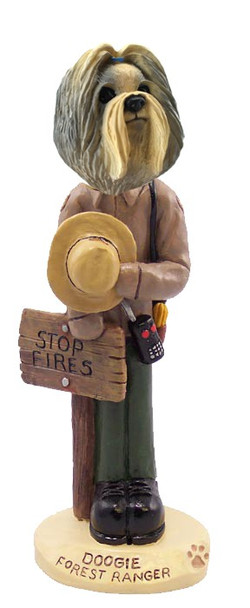 Mixed Color Shih Tzu Forest Ranger Doogie Collectible Dog Figurine