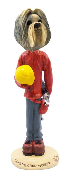 Mixed Color Shih Tzu Construction Worker Doogie Collectible Dog Figurine