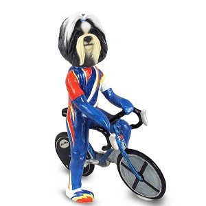 Black & White Shih Tzu Bicycle Doogie Collectible Dog Figurine