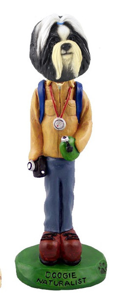 Black & White Shih Tzu Naturalist Doogie Collectible Dog Figurine