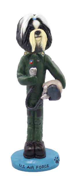 Black & White Shih Tzu U S Air Force Doogie Collectible Dog Figurine