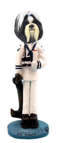 Black & White Shih Tzu U S Navy Doogie Collectible Dog Figurine