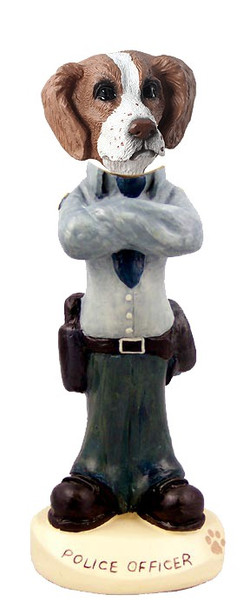 Brown & White Brittany Police Doogie Collectible Dog Figurine