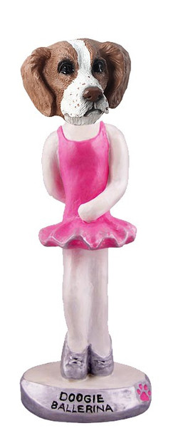 Brown & White Brittany Ballerina Doogie Collectible Dog Figurine