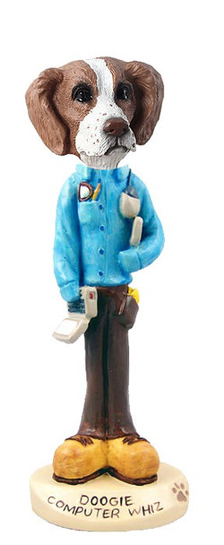 Brown & White Brittany Computer Whiz Doogie Collectible Dog Figurine