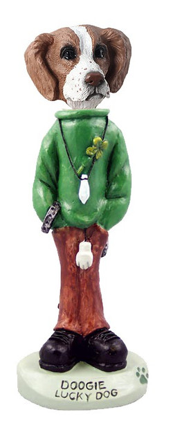 Brown & White Brittany Lucky Doogie Collectible Dog Figurine