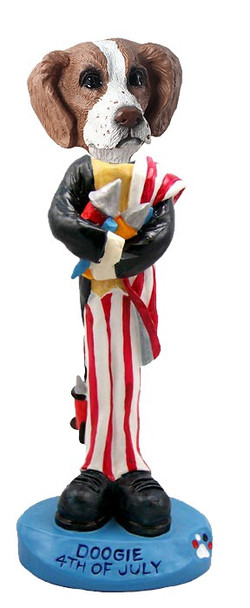 Brown & White Brittany 4th of July Doogie Collectible Dog Figurine