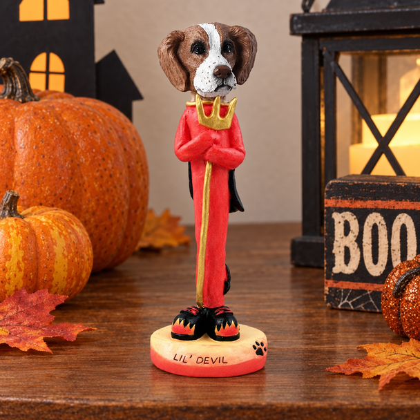 Brown & White Brittany Lil Devil Doogie Collectible Dog Figurine
