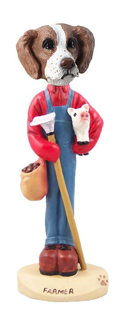 Brown & White Brittany Farmer Doogie Collectible Dog Figurine