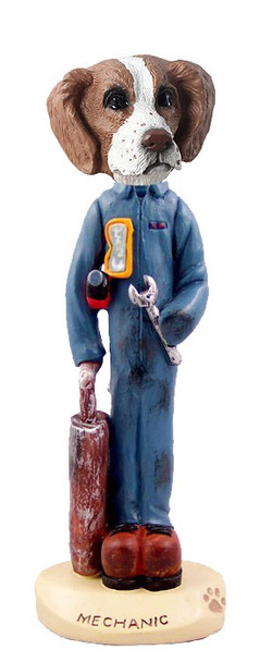 Brown & White Brittany Mechanic Doogie Collectible Dog Figurine