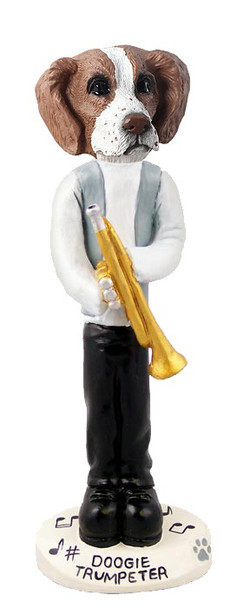 Brown & White Brittany Trumpeter Doogie Collectible Dog Figurine