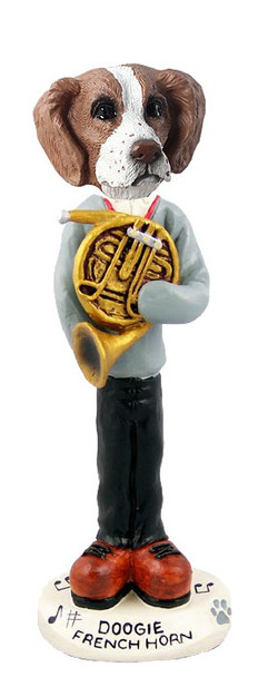 Brown & White Brittany French Horn Doogie Collectible Dog Figurine