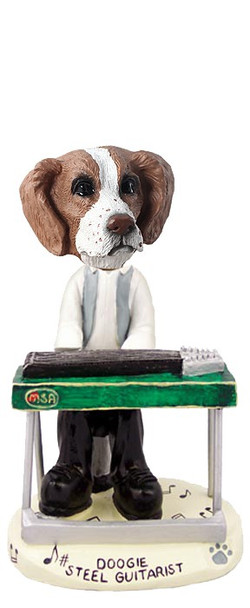 Brown & White Brittany Steel Guitarist Doogie Collectible Dog Figurine